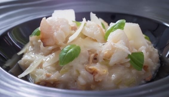 Risotto de tourteau de Norvège au basilic