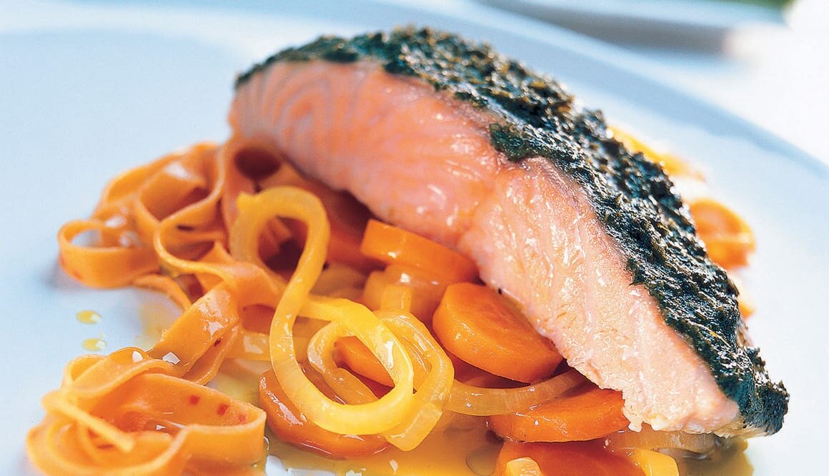 Saumon de Norvège au pesto et à l'orange