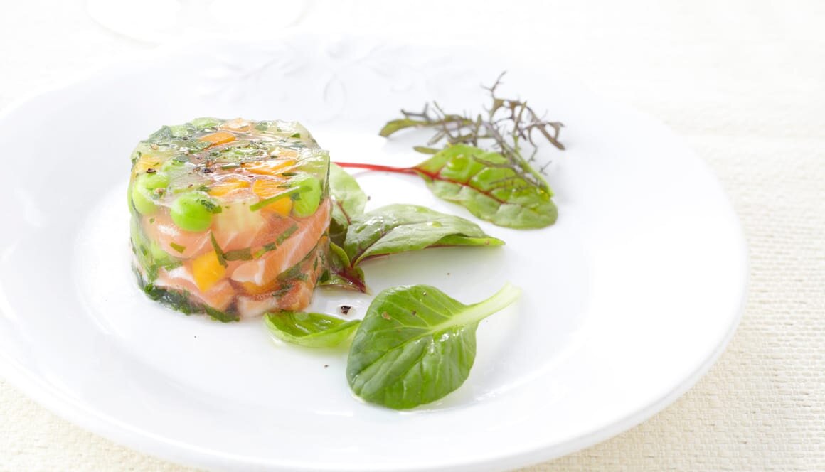 Marbré de légumes au Saumon de Norvège mariné