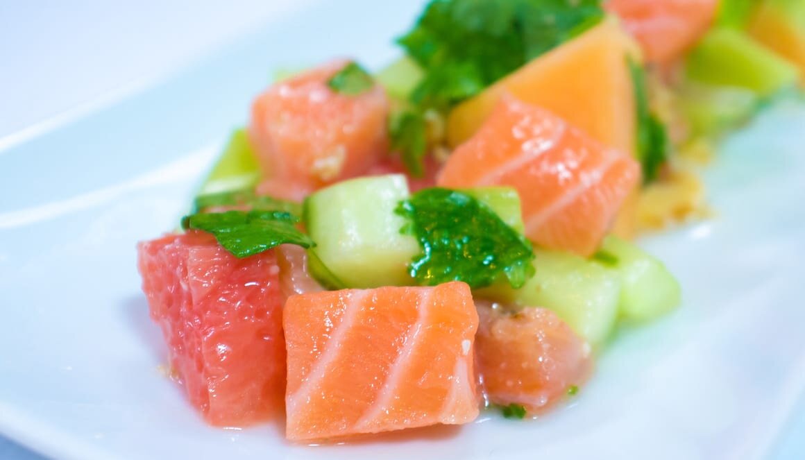 Salade de Saumon de Norvège, melon et pamplemousse