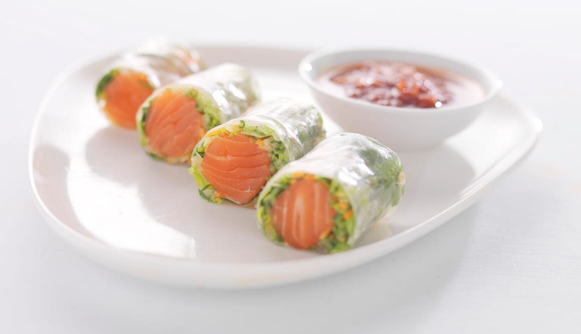 Truite des Fjords façon rouleaux de printemps