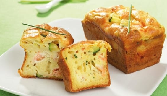 Cake au saumon de Norvège, courgette et ricotta