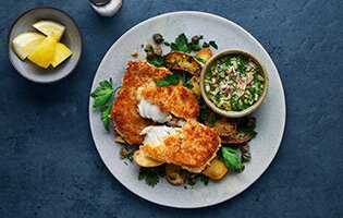 Lieu noir de Norvège au four et vinaigrette à la pomme