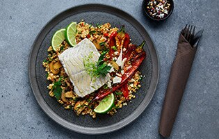 Risotto de chou-fleur et lieu noir de Norvège poêlé