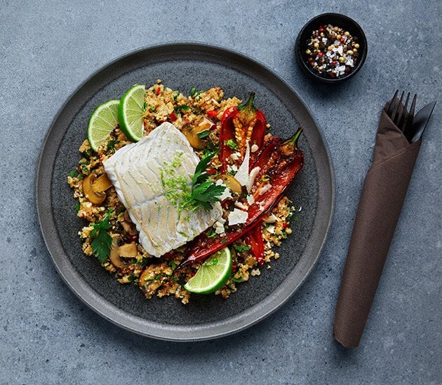 Risotto de chou-fleur et lieu noir de Norvège poêlé