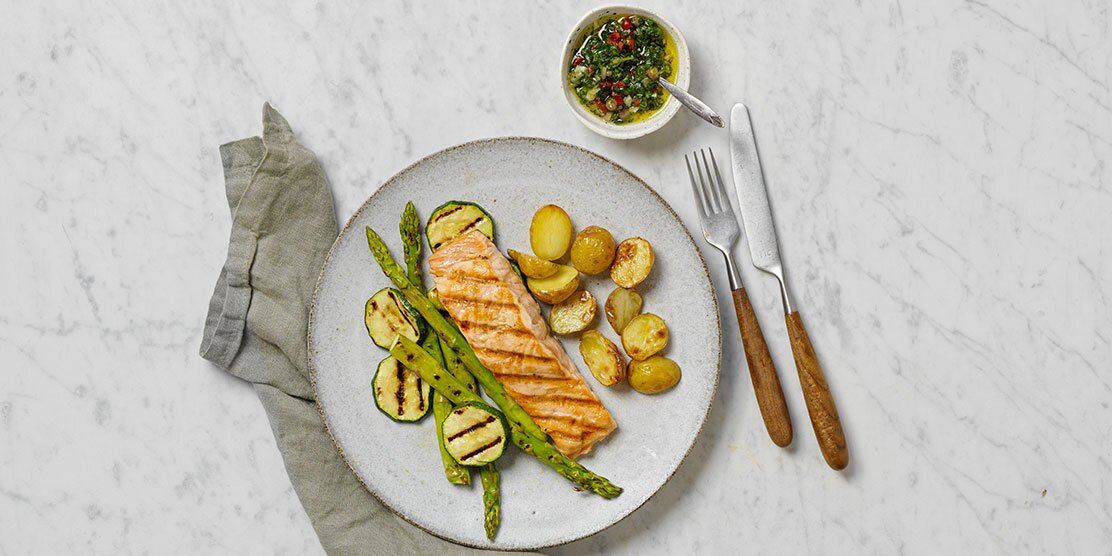 Saumon de Norvège poêlé à la sauce verte