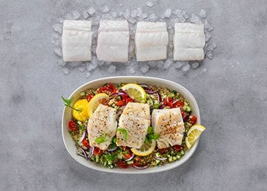 Skrei norvégien, quinoa et chutney à la menthe