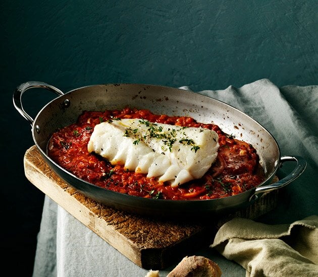 Skrei au four tomates et ail