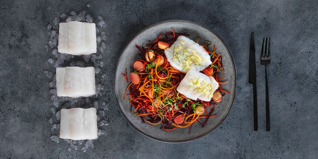 Skrei de Norvège et salade rouge