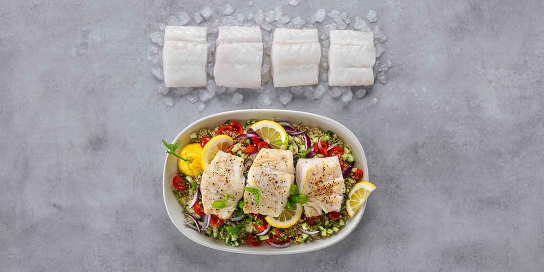 Skrei norvégien, quinoa et chutney à la menthe